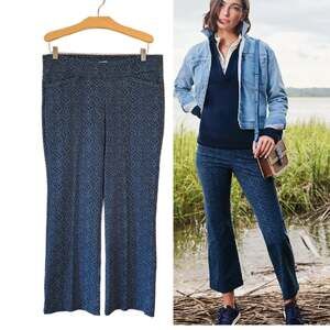 SPARTINA 449 Maren Kick Flare Pant Large Blue Serpentine Medallion Ikat Crop